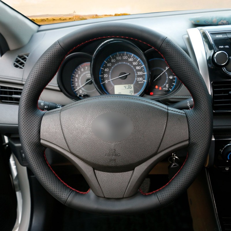 Loncky Auto Custom Fit OEM Black Genuine Leather Steering Wheel Covers